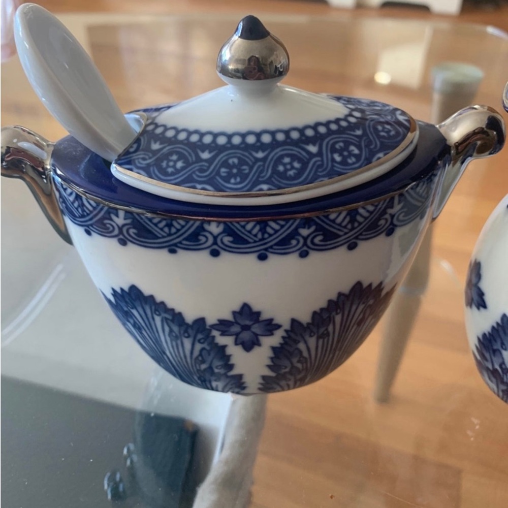 Bombay China Asian Gardens sugar & creamer mint